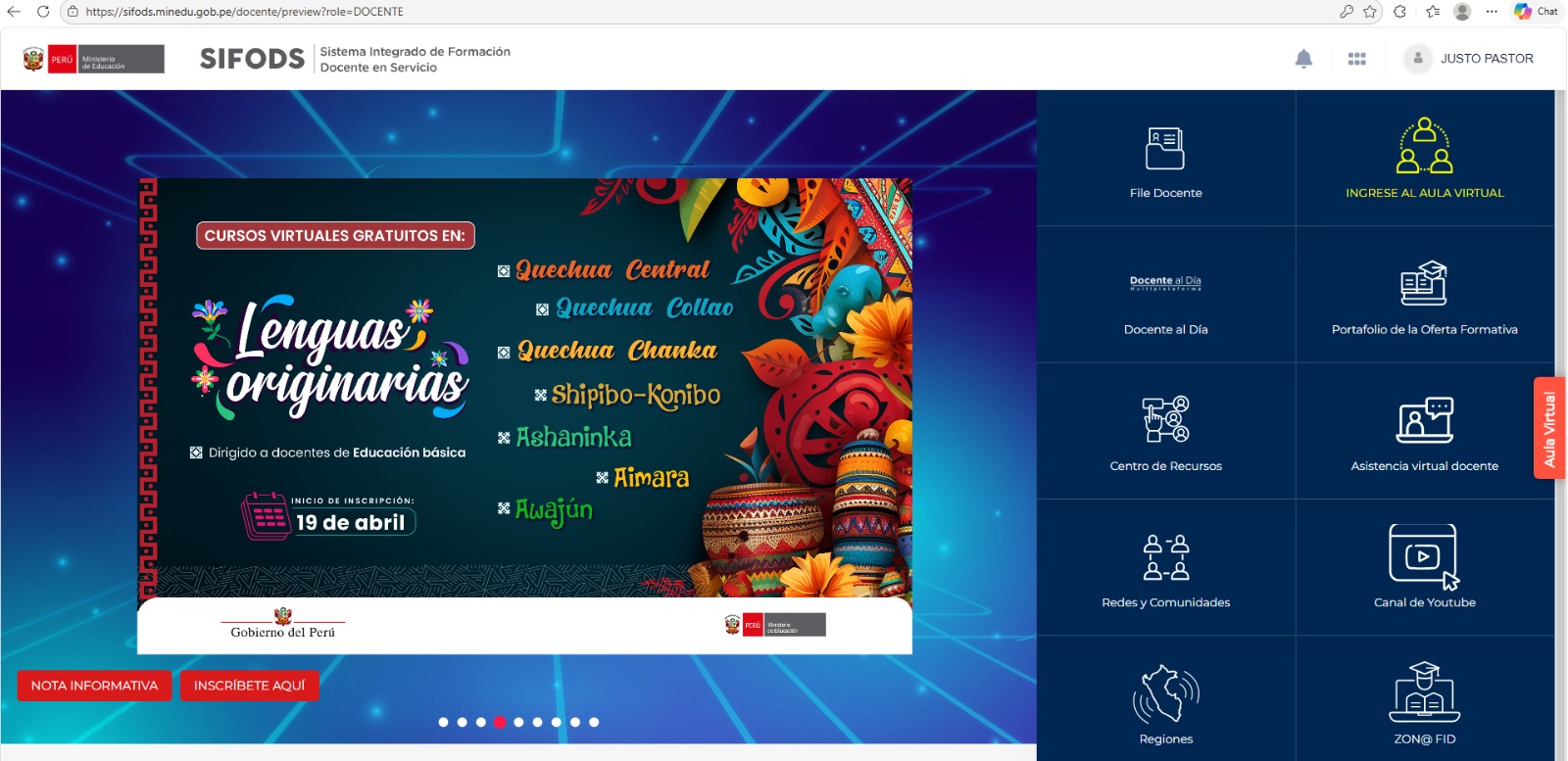 Pone en conocimiento Capacitación Virtual a Docentes en el DLO - EIB Lectura y Escritura en la Plataforma SIFODS